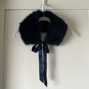 J Crew Navy Faux Fur Collar
